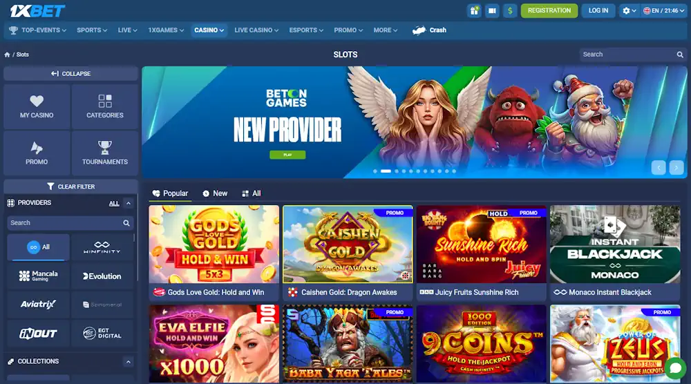 1xBet Casino Slots Screenshot